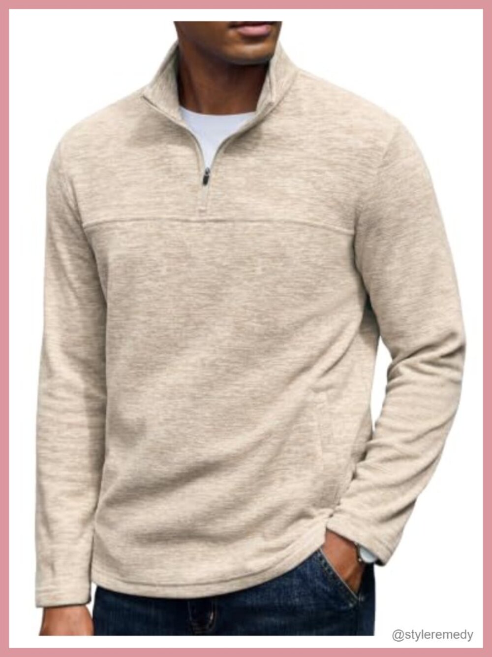 Men's Quarter Zip Fleece Sweatshirt Pullover with Pockets